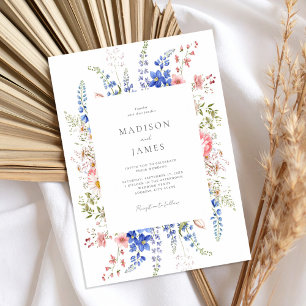 Boho Wildflower Minimalist Floral Wedding Invitation