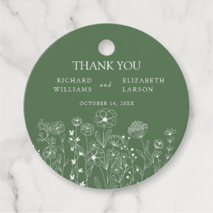Boho Wildflower Modern Watercolor Wedding Favour Tags