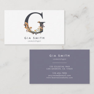 Boho Wildflower Monogram Initial G Business Card