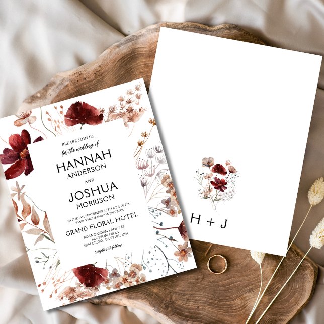 Boho Wildflower Monogram Wedding Invitation (Creator Uploaded)