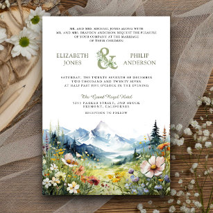 Boho Wildflower Mountain Meadow QR Code Wedding Invitation