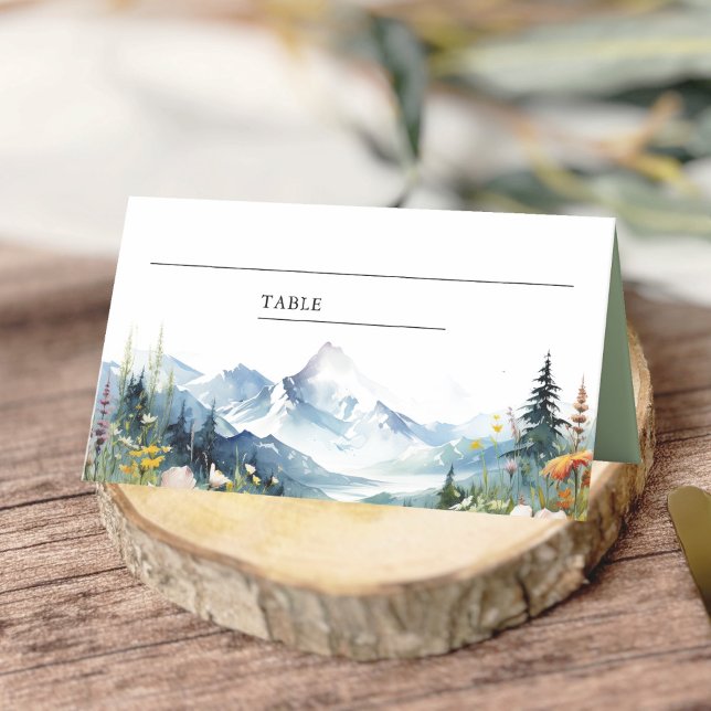 Boho Wildflower Mountain Meadow Wedding Place Card (Creator Uploaded)