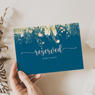 Boho Wildflower Navy Wedding Reserved Sign