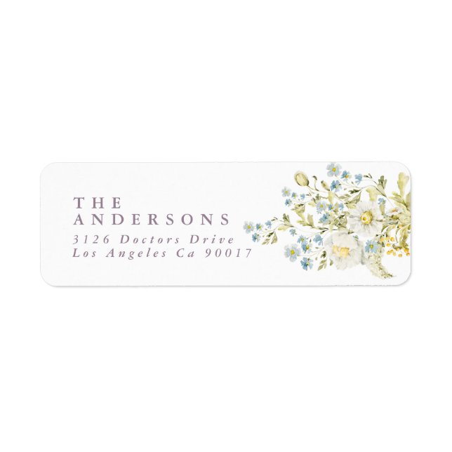 Boho Wildflower Pampas Wedding Return Address Return Address Label (Front)