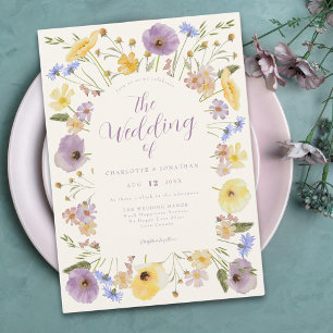 Boho Wildflower Pastel Wedding Invitation