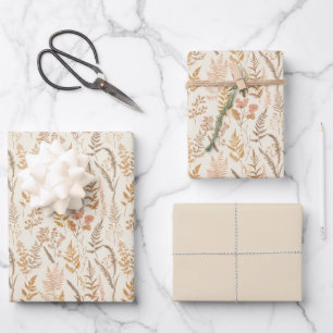 Boho Wildflower Pattern Elegant Wrapping Paper Set