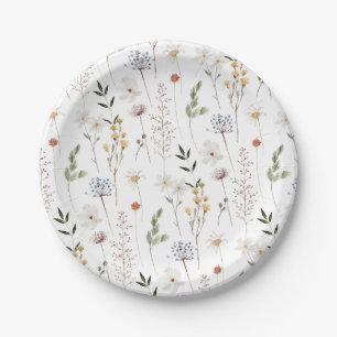 Boho Wildflower Pattern Paper Plate