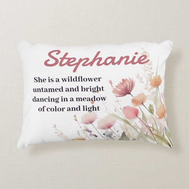 Boho Wildflower Personalised Name Pillow (Front)