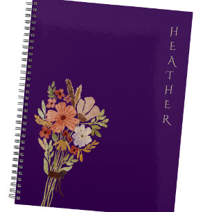 Boho Wildflower Personalized Purple Gift for Her Planner