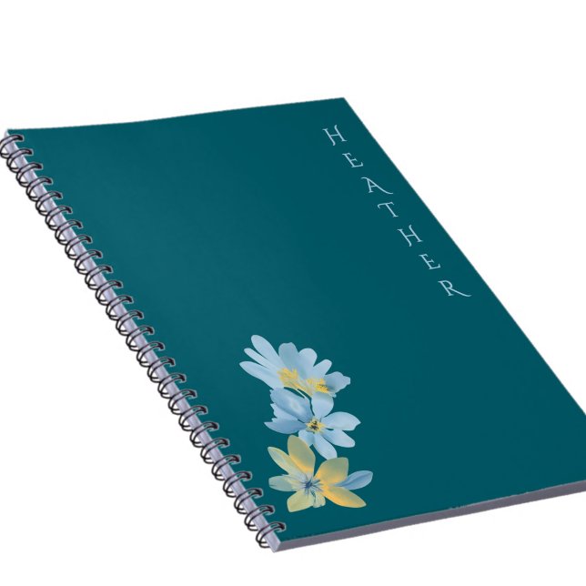 Boho Wildflower Personalized Teal Gift for Her Notebook (Creator Uploaded)