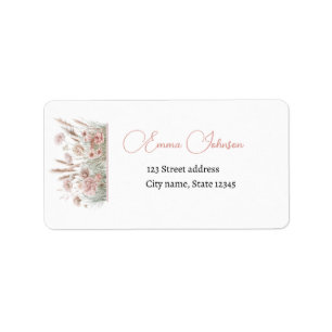 Boho Wildflower Pink Floral Return Address Label