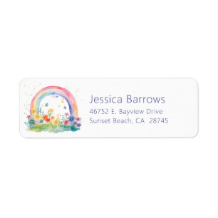 Boho Wildflower Rainbow Baby Shower Return Address Return Address Label