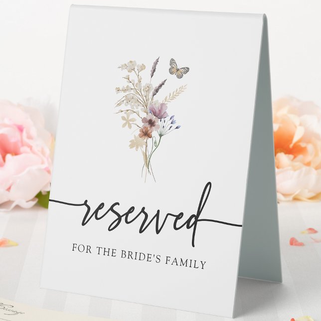 Boho Wildflower Reserved (Boho White Wildflower Reserved Table Tent Sign with Butterfly by Painted Paperie
)