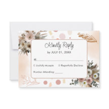 Boho Wildflower Romance Wedding RSVP Card
