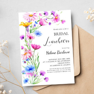 Boho Wildflower Rustic Elegant Bridal Luncheon Invitation