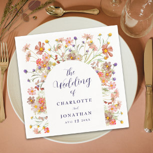 Boho Wildflower Rustic Floral Arch Wedding Napkin