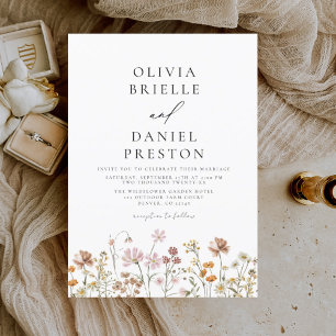 Boho Wildflower Rustic Garden Wedding Invitation
