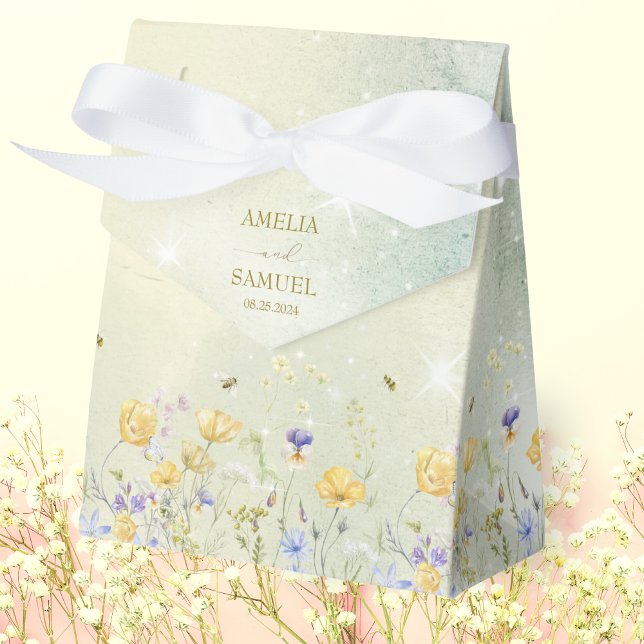 Boho Wildflower Rustic Green Wedding Favour Box (Creator Uploaded)