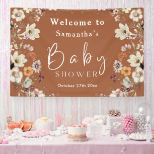 Boho Wildflower Rustic Terracotta Baby Shower Banner