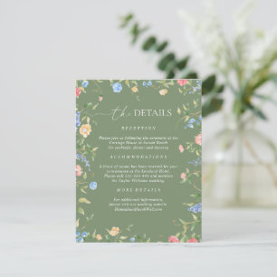 Boho Wildflower Sage Green Wedding Details Enclosure Card