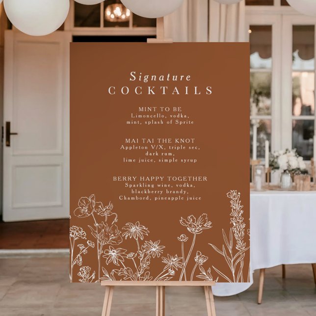 Boho Wildflower Signature Cocktail Menu Sign (Creator Uploaded)
