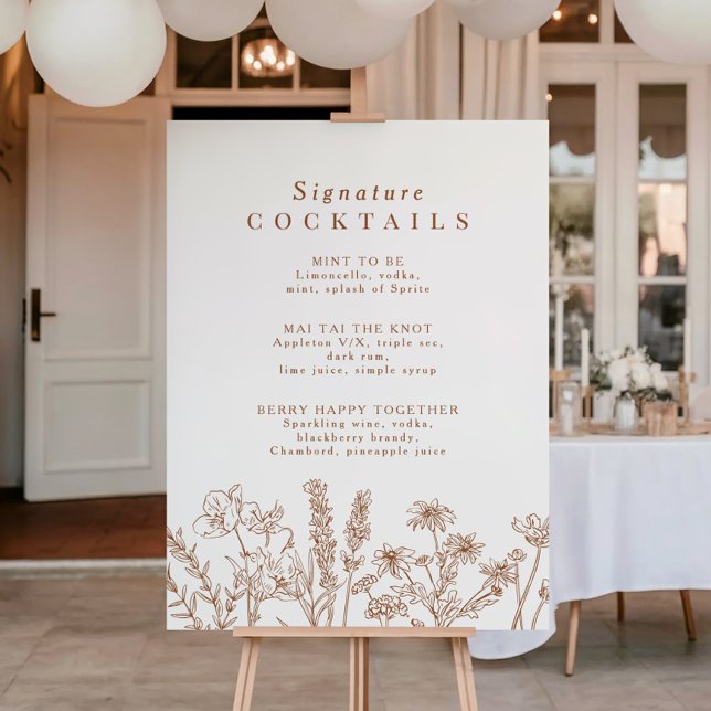Boho Wildflower Signature Cocktail Menu Sign (Creator Uploaded)