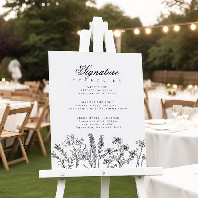 Boho Wildflower Signature Cocktail Menu Sign (Creator Uploaded)
