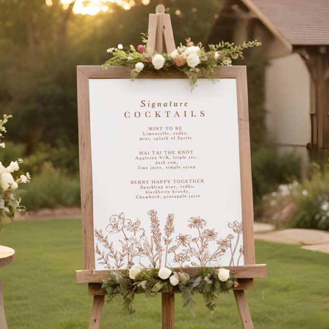 Boho Wildflower Signature Cocktail Menu Sign (Creator Uploaded)