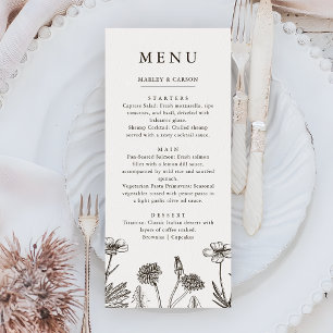 Boho Wildflower Sketched Hand Drawn Wedding Menu