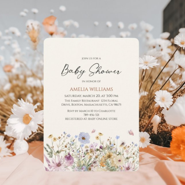 Boho Wildflower Soft Baby Shower Invitation (Creator Uploaded)