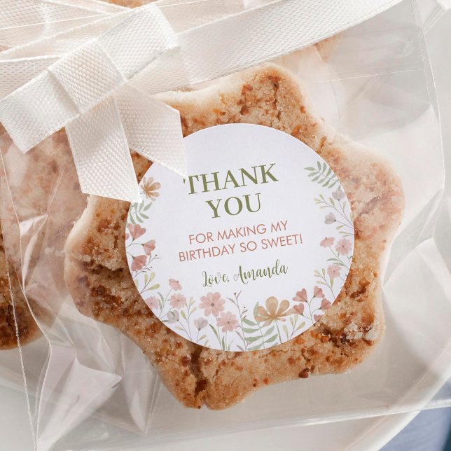 Boho Wildflower Sticker Favour Labels Birthday  (Creator Uploaded)