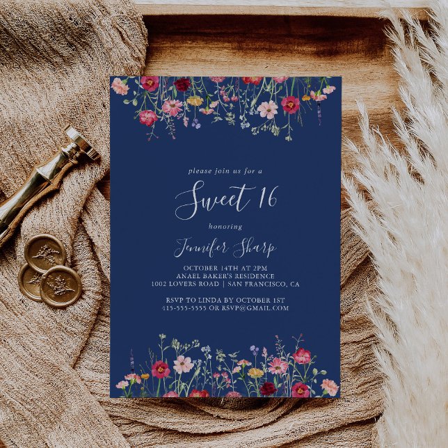 Boho Wildflower Sweet 16 Birthday Party Invitation (Creator Uploaded)