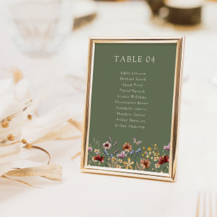 Boho Wildflower Table Number