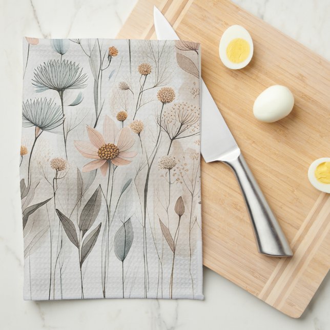Boho Wildflower Tea Towel (Quarter Fold)