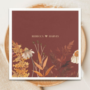 Boho Wildflower Terracotta Autumn Fall Wedding Napkin