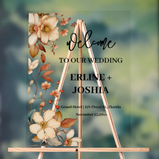 Boho Wildflower Terracotta Wedding Acrylic Sign