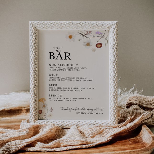 Boho Wildflower The Bar Wedding Sign (Creator Uploaded)