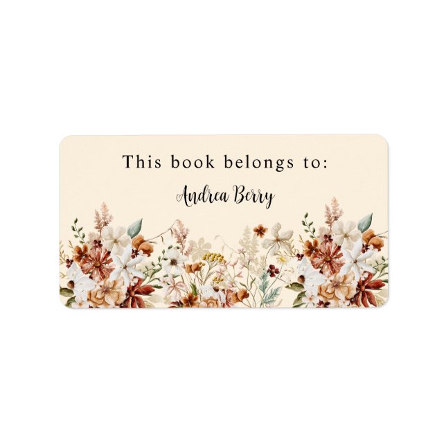 Boho Wildflower This Book Belongs To Label (Front)