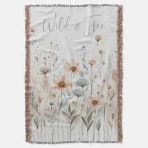 Boho Wildflower Throw Blanket