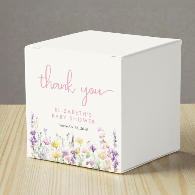 Boho Wildflower Watercolor Baby Girl Shower Favour Box (Boho Wildflower Watercolor Baby Girl Shower Favor Boxes)