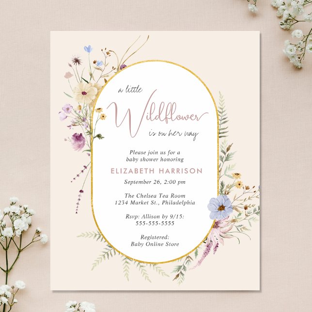 Boho Wildflower Watercolor Baby Girl Shower Invite (Creator Uploaded)