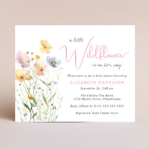 Boho Wildflower Watercolor Baby Girl Shower Invite
