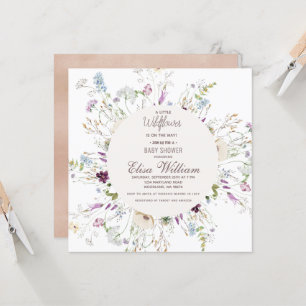 Boho Wildflower Watercolor Baby Shower Invite
