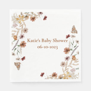 Boho wildflower watercolor baby shower  napkin