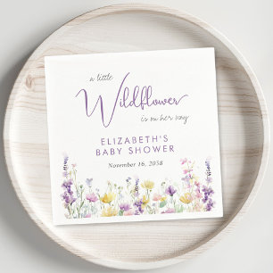 Boho Wildflower Watercolor Baby Shower Napkin