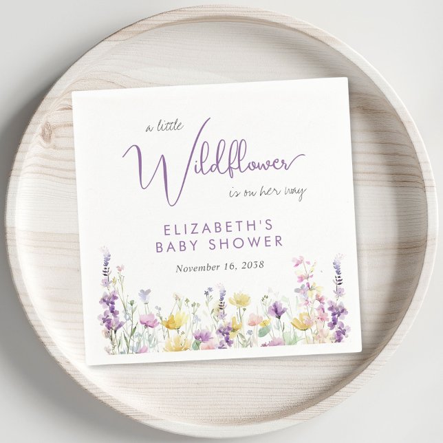 Boho Wildflower Watercolor Baby Shower Napkin (Creator Uploaded)