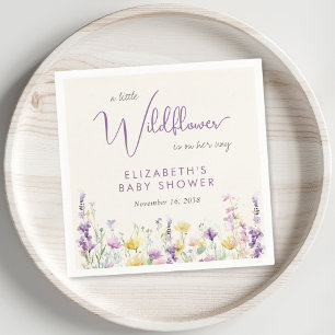 Boho Wildflower Watercolor Baby Shower Napkin