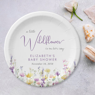 Boho Wildflower Watercolor Baby Shower Paper Plate