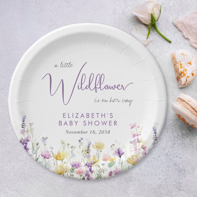 Boho Wildflower Watercolor Baby Shower Paper Plate (Creator Uploaded)