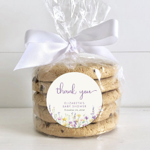 Boho Wildflower Watercolor Baby Shower Thank You Classic Round Sticker